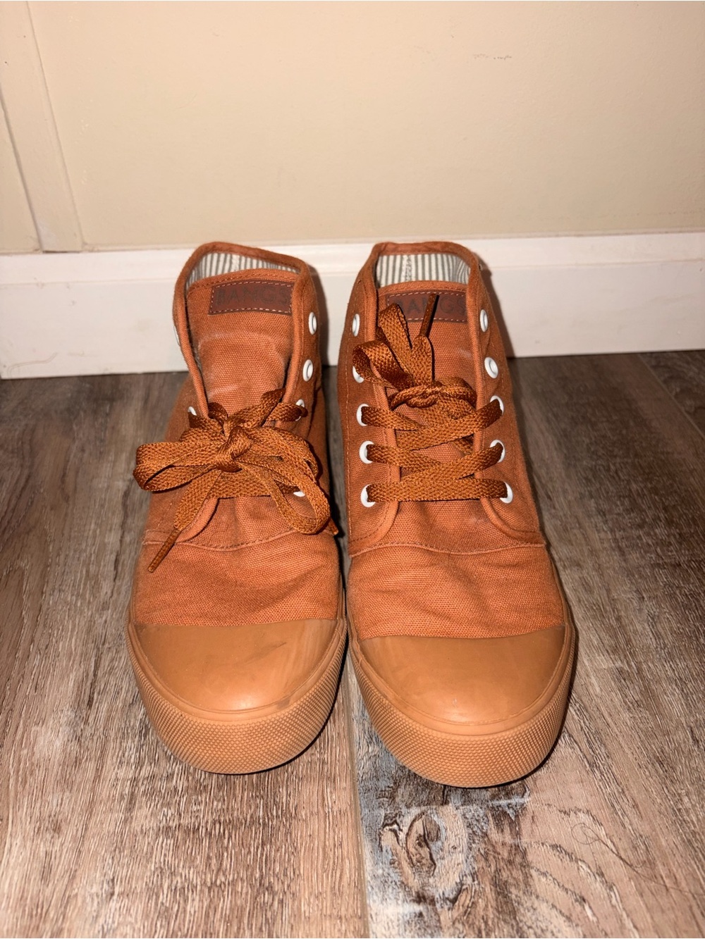 Casual Women's Canvas High-Top Sneakers in Rust